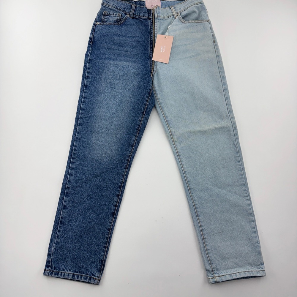 Revice Denim Yin Yang Crops Tokyo Wash Two Tone Full Zip Jeans Size 30 NEW W Tag